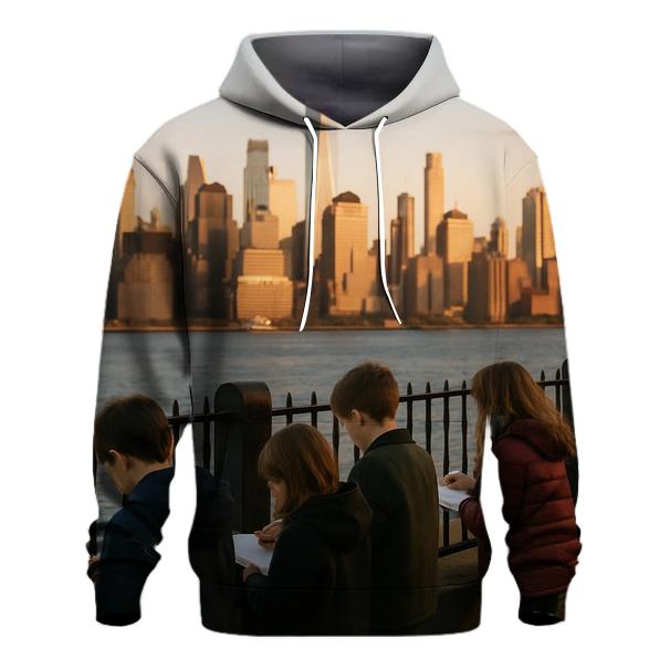 Golden Hour From Brooklyn Heights Promenade With School Group premium hoodies