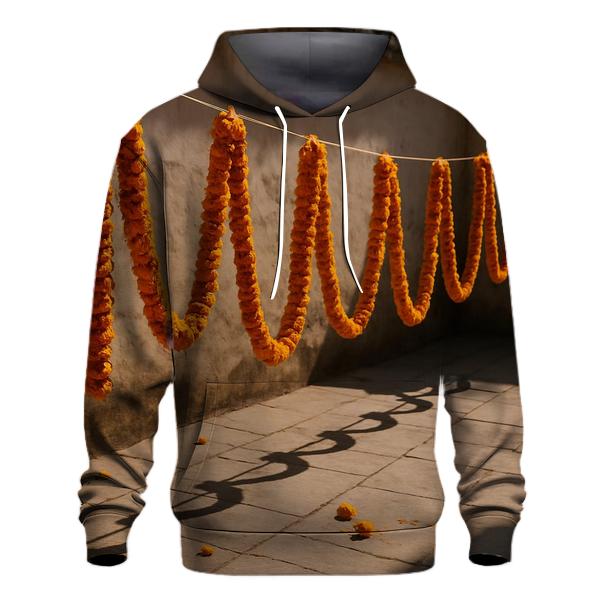 Sunlit Marigold Garlands Drying In A Courtyard hoodie styles