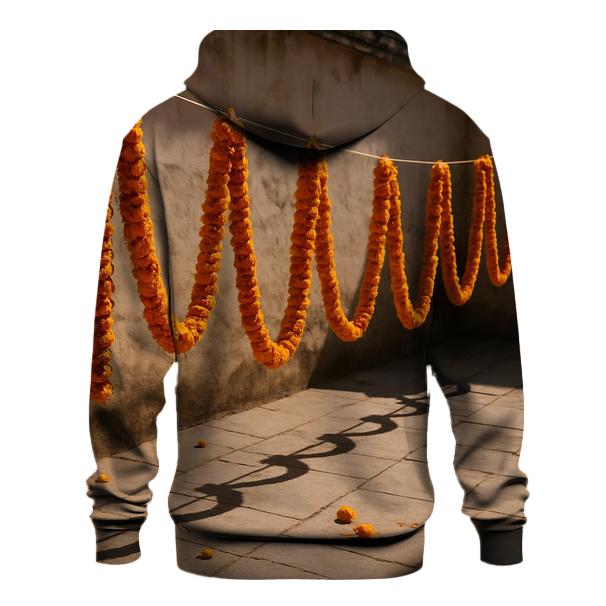 Sunlit Marigold Garlands Drying In A Courtyard hoodie styles