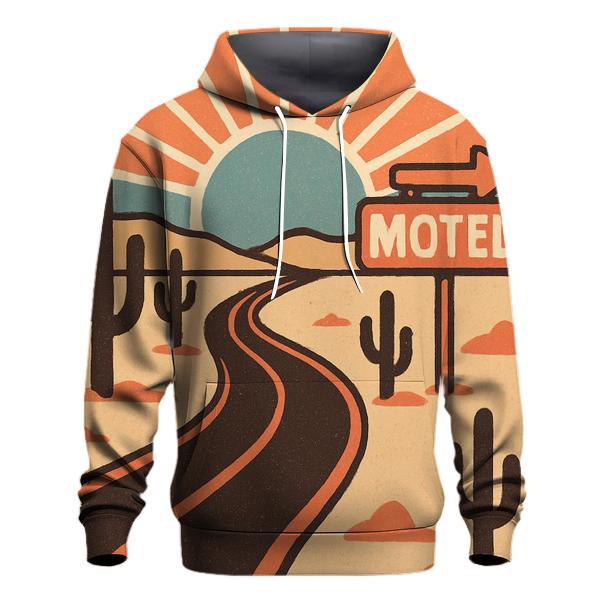 Desert Road Trip Sunburst Map embroidered hoodies