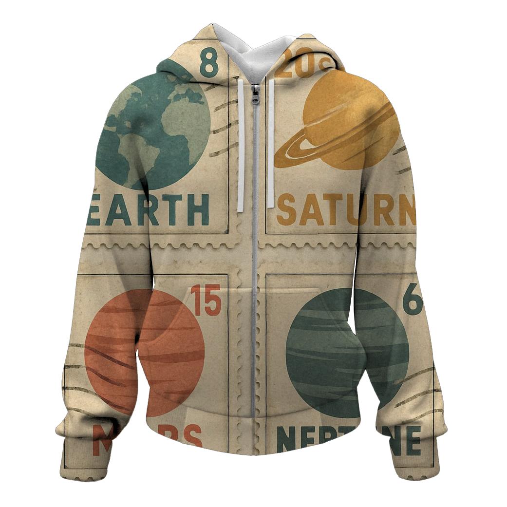 Cracked Ink Planetary Postage Stamp Set embroidered hoodies