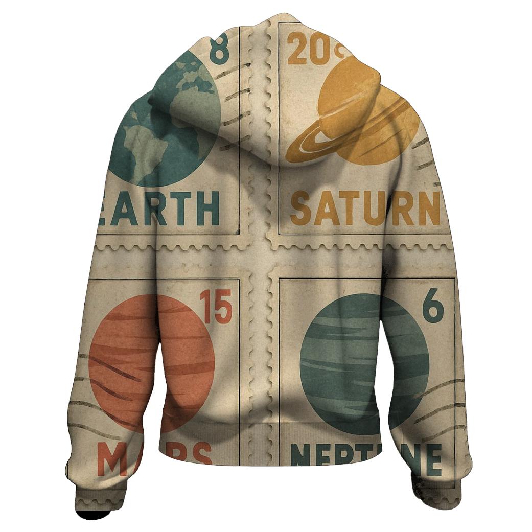Cracked Ink Planetary Postage Stamp Set embroidered hoodies