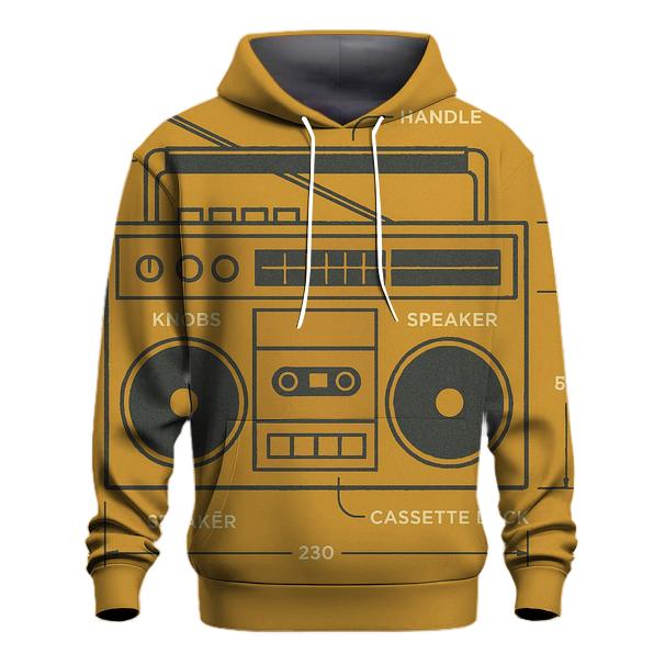 Mustard Boombox Blueprint graphic hoodies