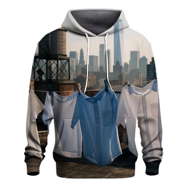 Chinatown Rooftop Laundry Lines With Downtown Skyline Beyond custom hoodies
