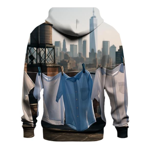 Chinatown Rooftop Laundry Lines With Downtown Skyline Beyond custom hoodies