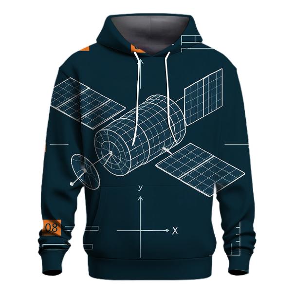 Neon Wireframe Satellite Blueprint hoodie trends