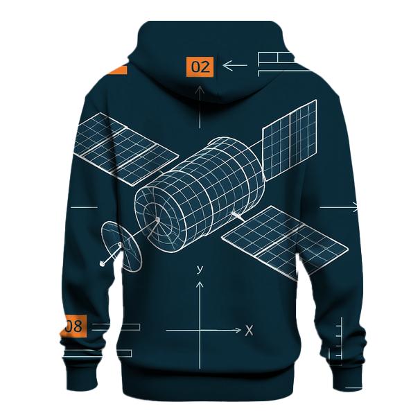 Neon Wireframe Satellite Blueprint hoodie trends
