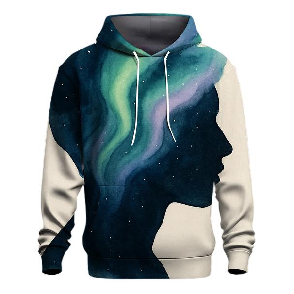 Aurora Ink Wash Portrait lightweight hoodies