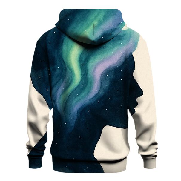 Aurora Ink Wash Portrait lightweight hoodies