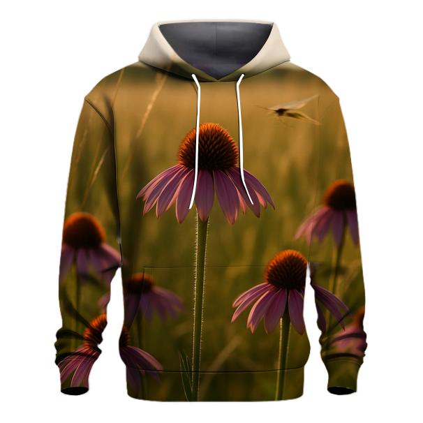 Wild Prairie Coneflower And Pollinator Path Blur hoodie designs