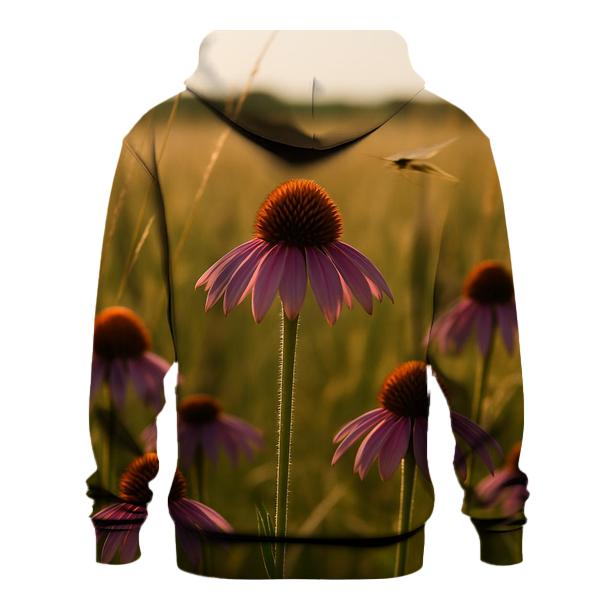 Wild Prairie Coneflower And Pollinator Path Blur hoodie designs