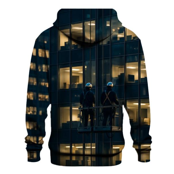 Night Work Window Cleaners Against The Midtown Grid printed hoodies