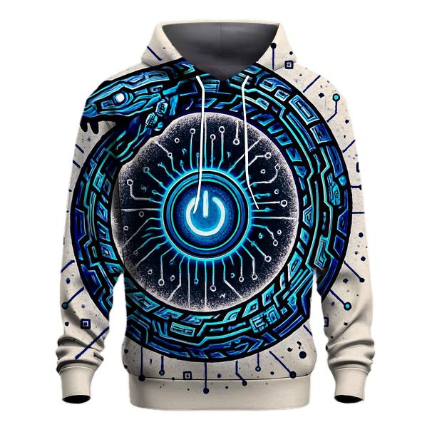 Neon Circuit Ouroboros Halo pullover hoodies