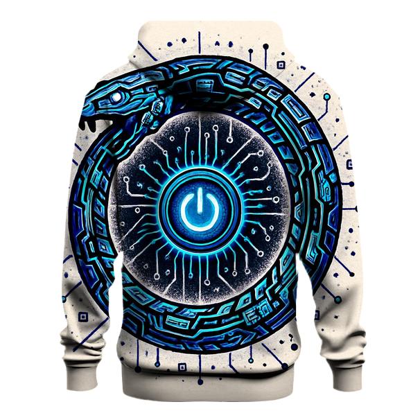 Neon Circuit Ouroboros Halo pullover hoodies