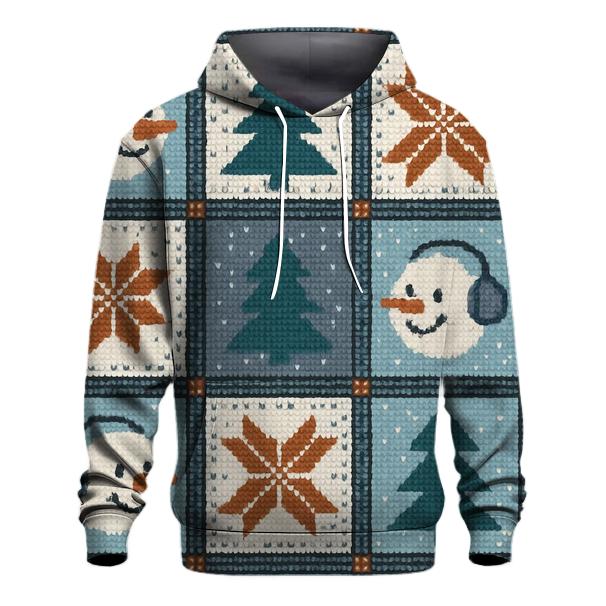 Snowman Satellite Dish Patchwork Design designer hoodies