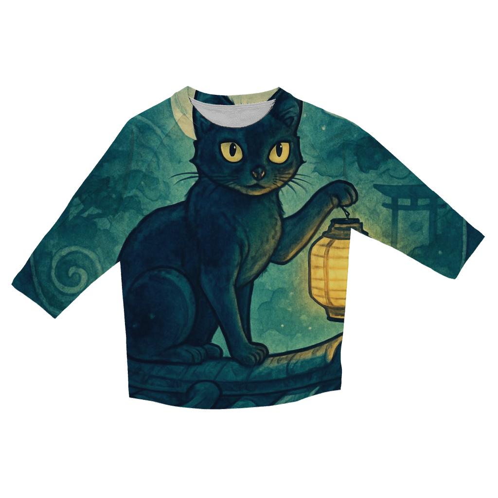 Midnight Lantern Guardian Cat fashion 3/4 sleeve shirts