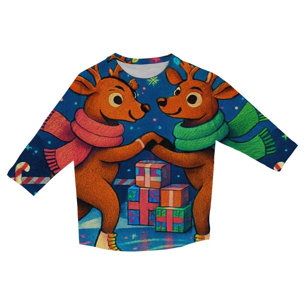 Reindeer Roller Disco Blizzard casual three quarter sleeve shirts