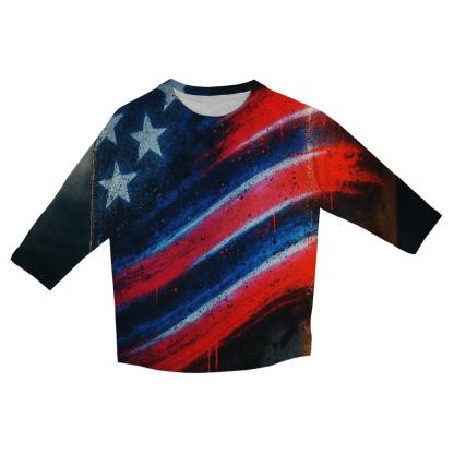 Graffiti Flag Overpass Roar printed three quarter sleeve shirts