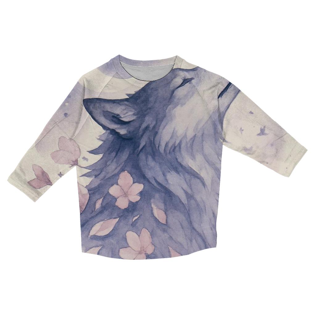 Ink Bloom Moonlit Wolf custom 3/4 sleeve shirts