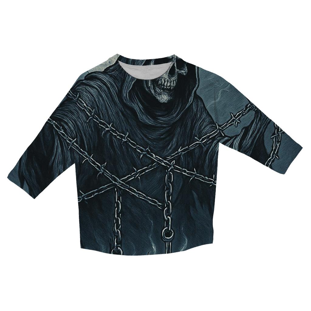 Moonlit Harvester Of Chains printed three quarter sleeve shirts