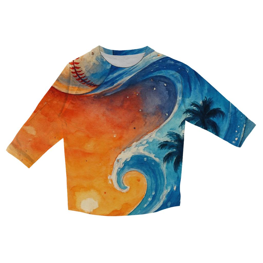 Sunset Coastline Home Run custom 3/4 sleeve shirts