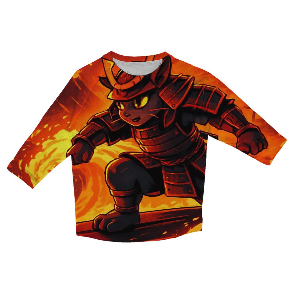 Volcanic Surf Samurai Cat stylish quarter sleeve tops