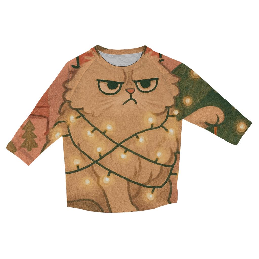 Grumpy Cat Tangled In Fairy Lights personalized 3/4 sleeve tees