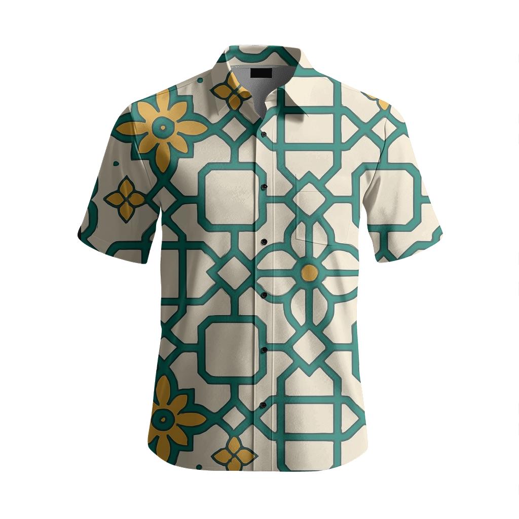 Mughal Jali Trellis With Lotus Quatrefoils branded embroidered shirts