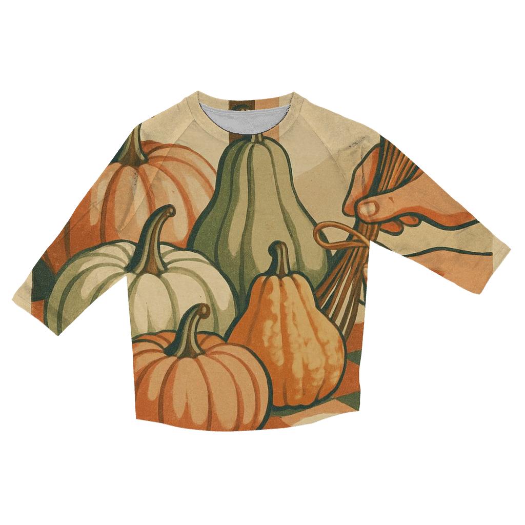 Market Day Pumpkin Quilt Still Life stylish quarter sleeve tops