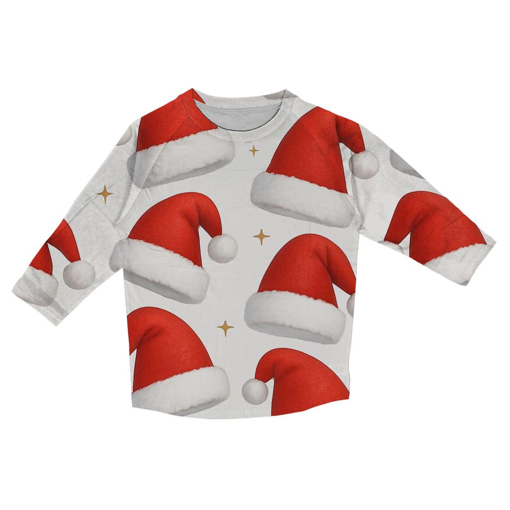 Red Santa Hat Stripe Repeat On White Background cotton quarter sleeve shirts