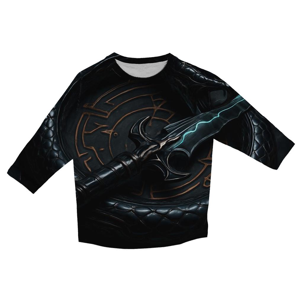 Obsidian Serpent Dagger Oath printed three quarter sleeve shirts