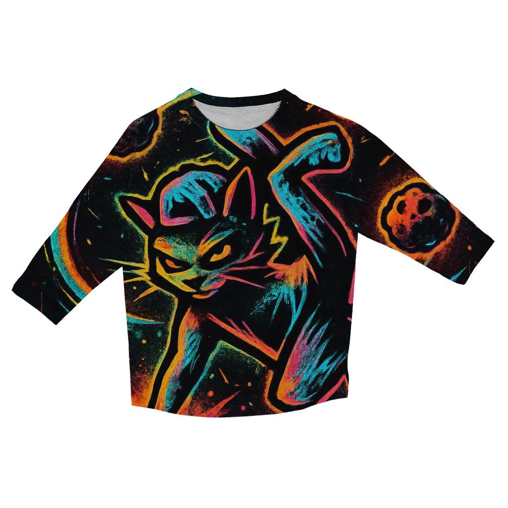 Graffiti Meteor Breakdancer Cat casual three quarter sleeve shirts