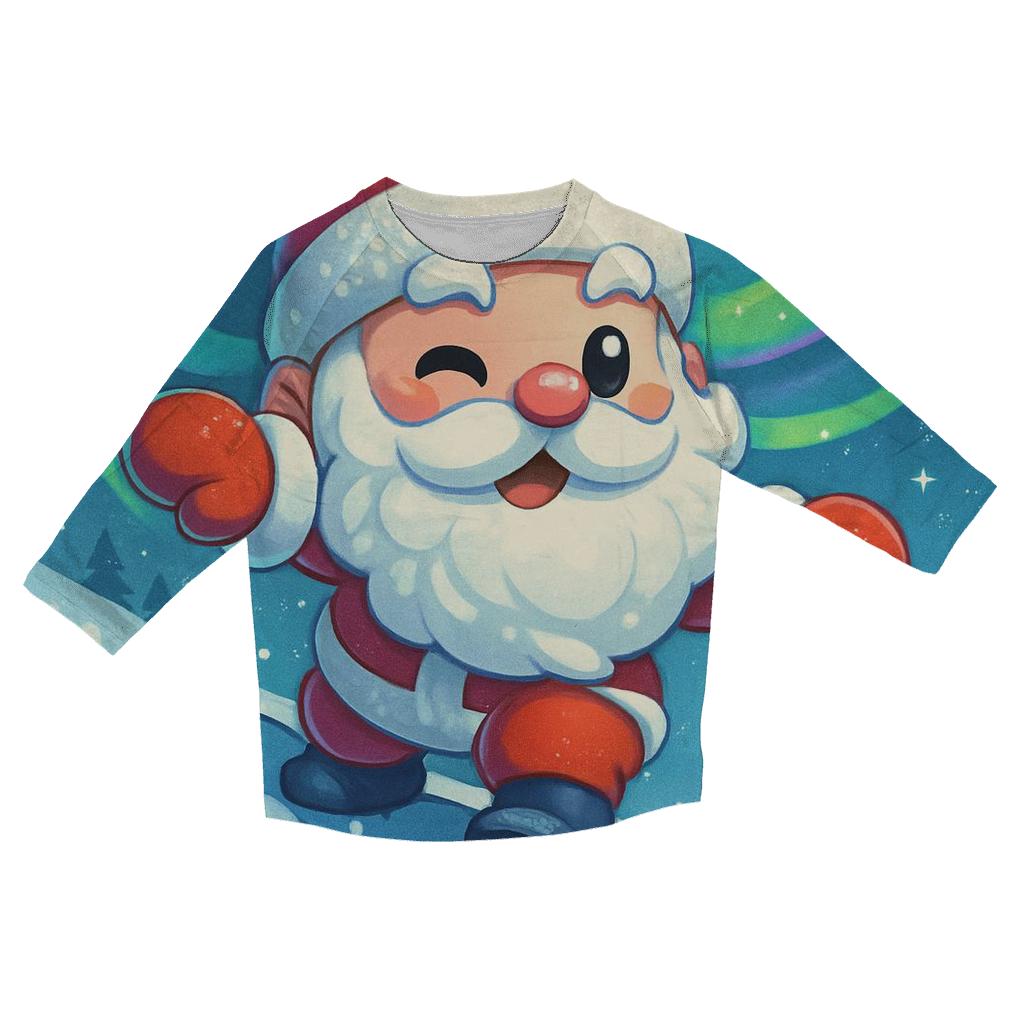 Chibi Santa Snowboarding Aurora Ridge cotton quarter sleeve shirts