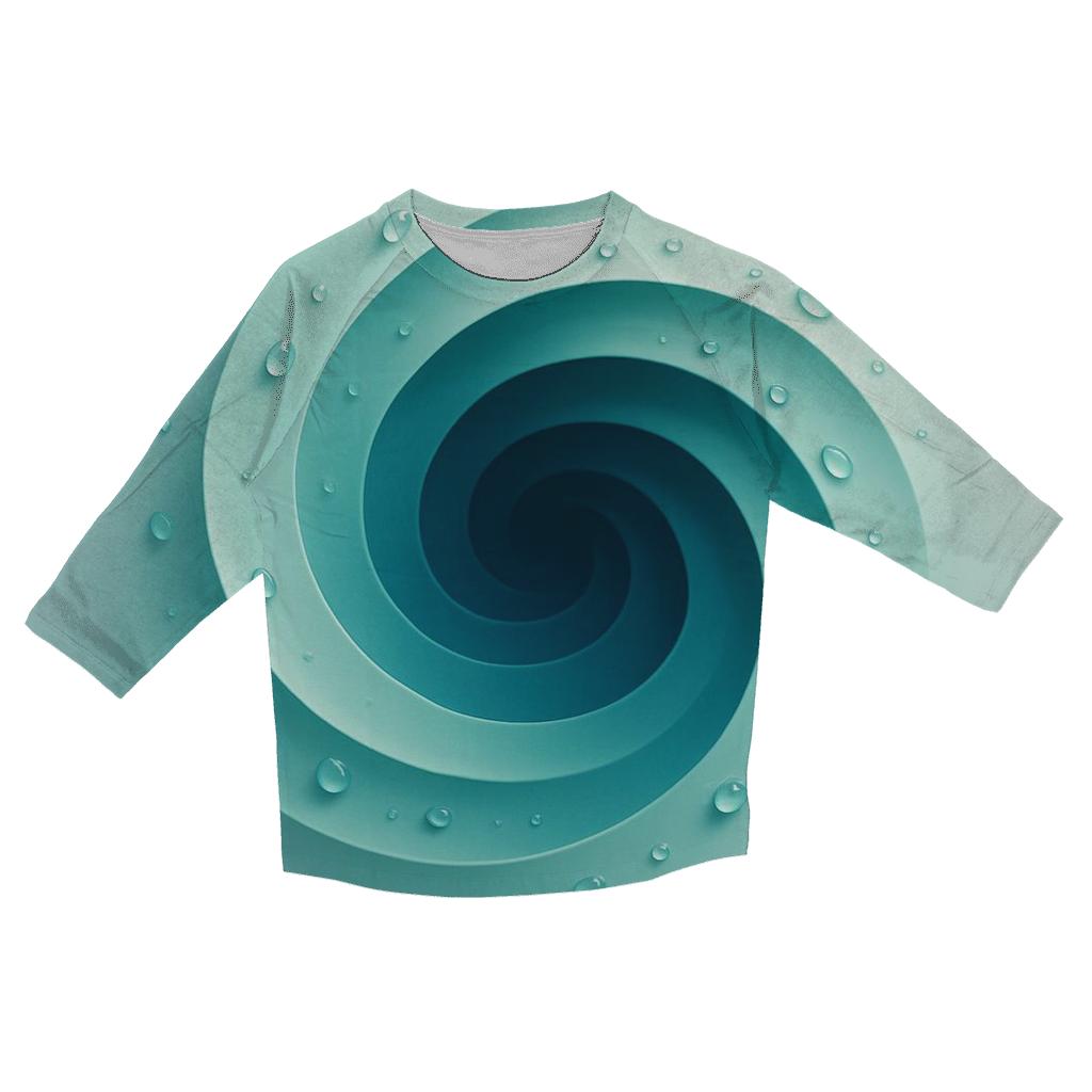 Teal Vortex Garden designer 3/4 sleeve blouses