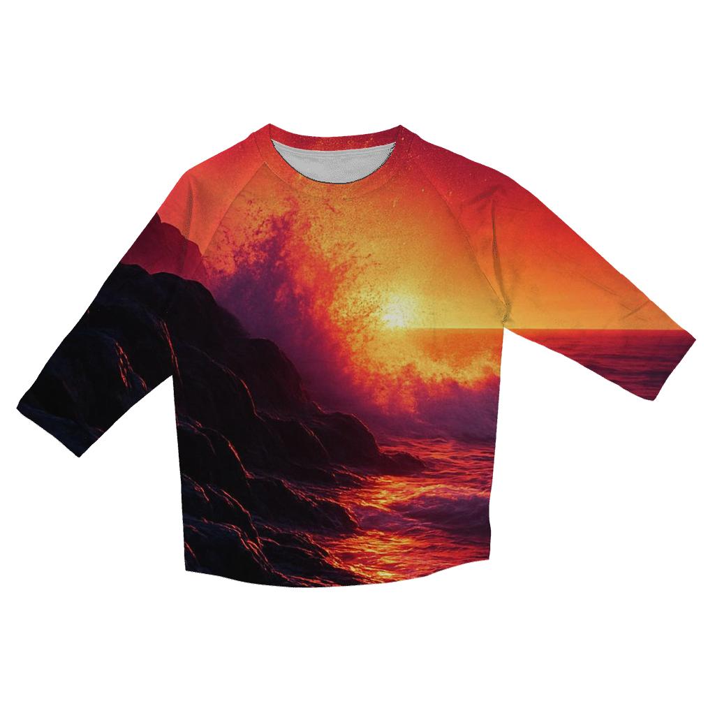 Volcanic Coast Fireline printed three quarter sleeve shirts