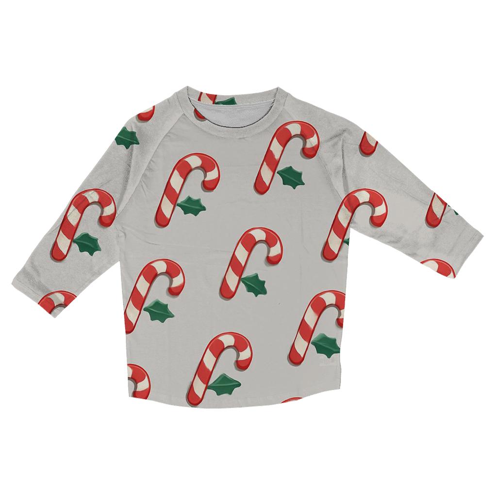 Candy Cane Polka Dot On Light Gray Background designer 3/4 sleeve blouses