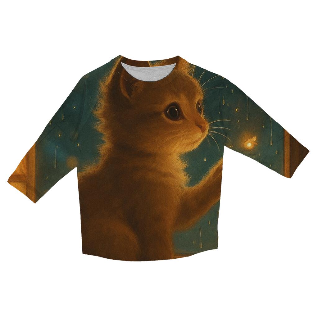 Rainy Window Paws And Fireflies printed three quarter sleeve shirts