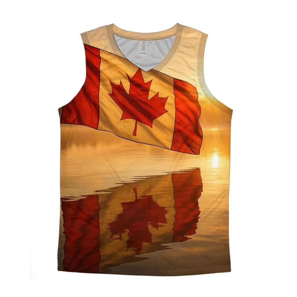 Crimson Maple Reflection Canada sports performance tank tops