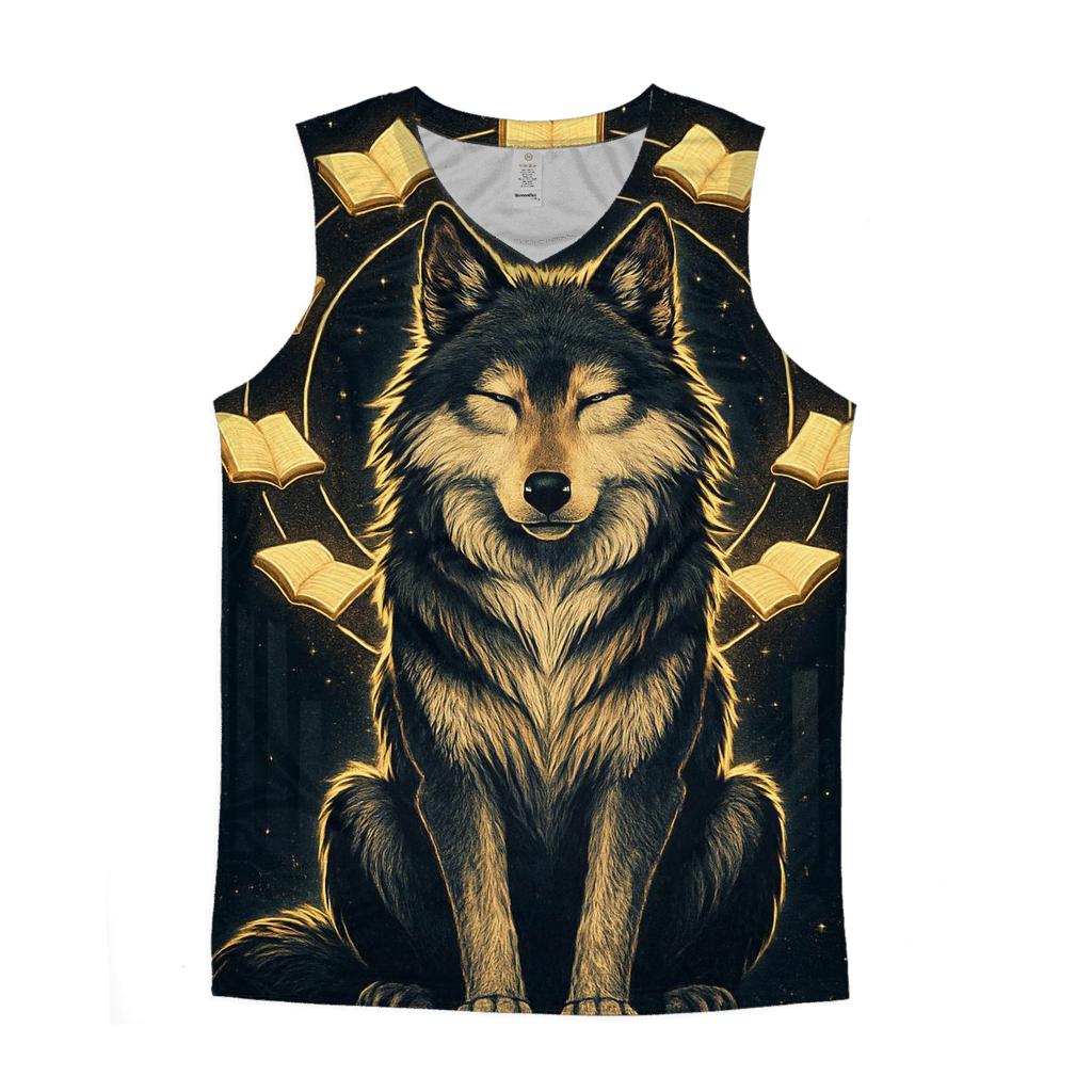 Celestial Library Spirit Wolf graphic print tank tops