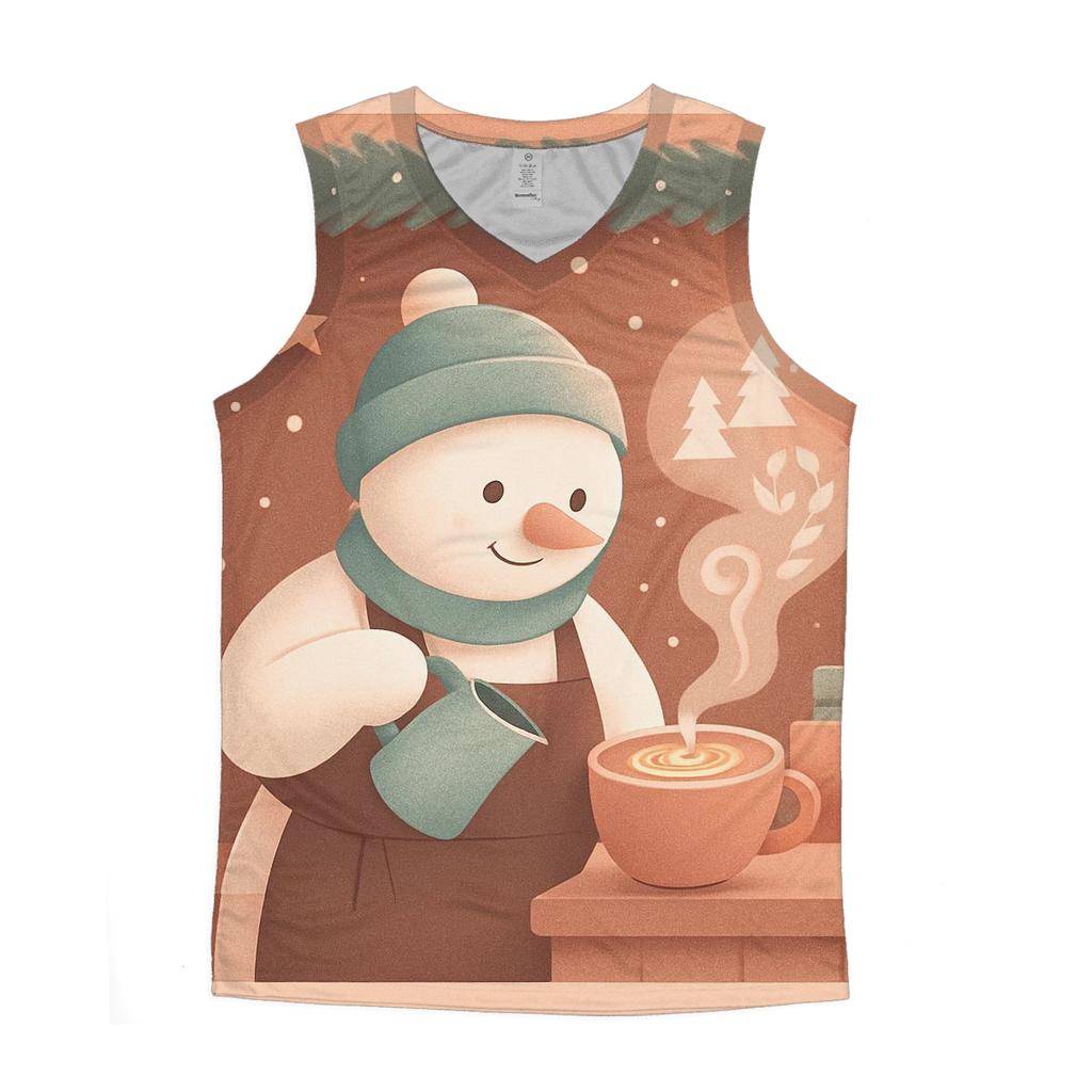 Snowman Barista Cocoa Cloud Art personalized athletic tanks