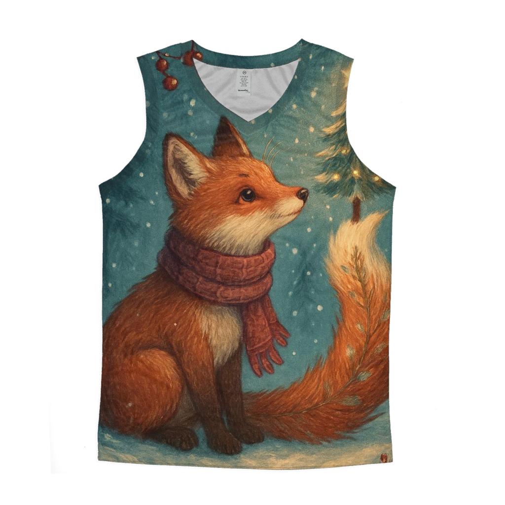 Christmas Tree Fox In Lantern Snow personalized athletic tanks