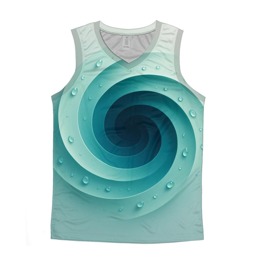 Teal Vortex Garden cotton sleeveless tops
