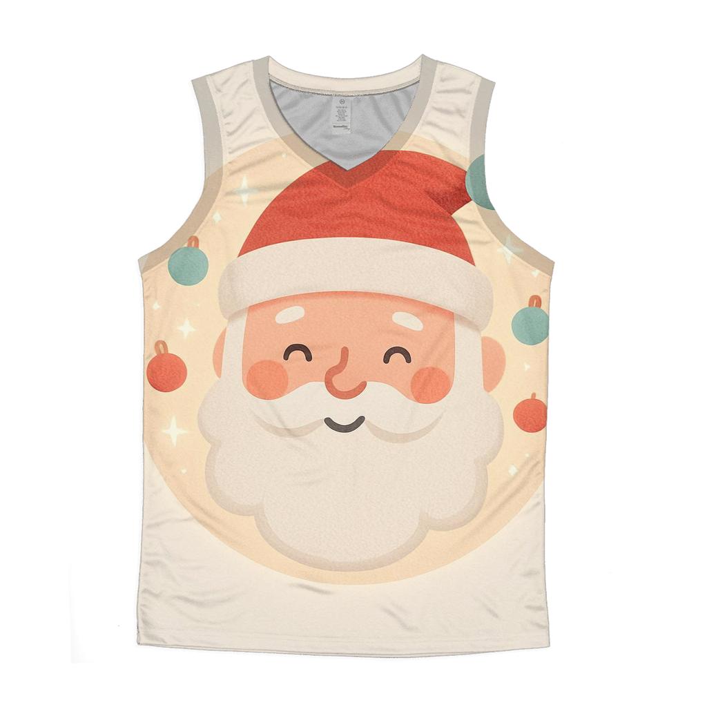 Minimal Santa Face With Frosted Ornament Halo trendy fitted tank tops