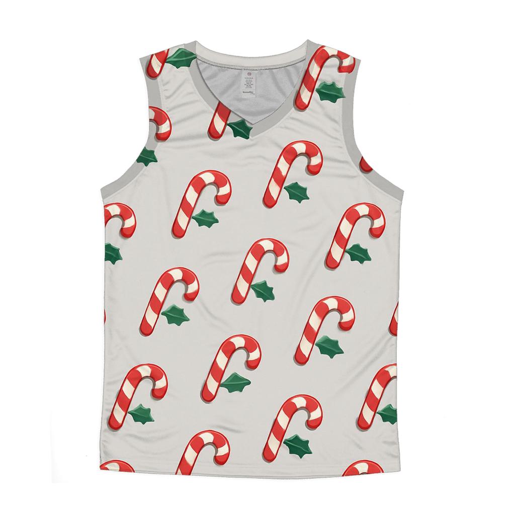 Candy Cane Polka Dot On Light Gray Background designer workout tanks