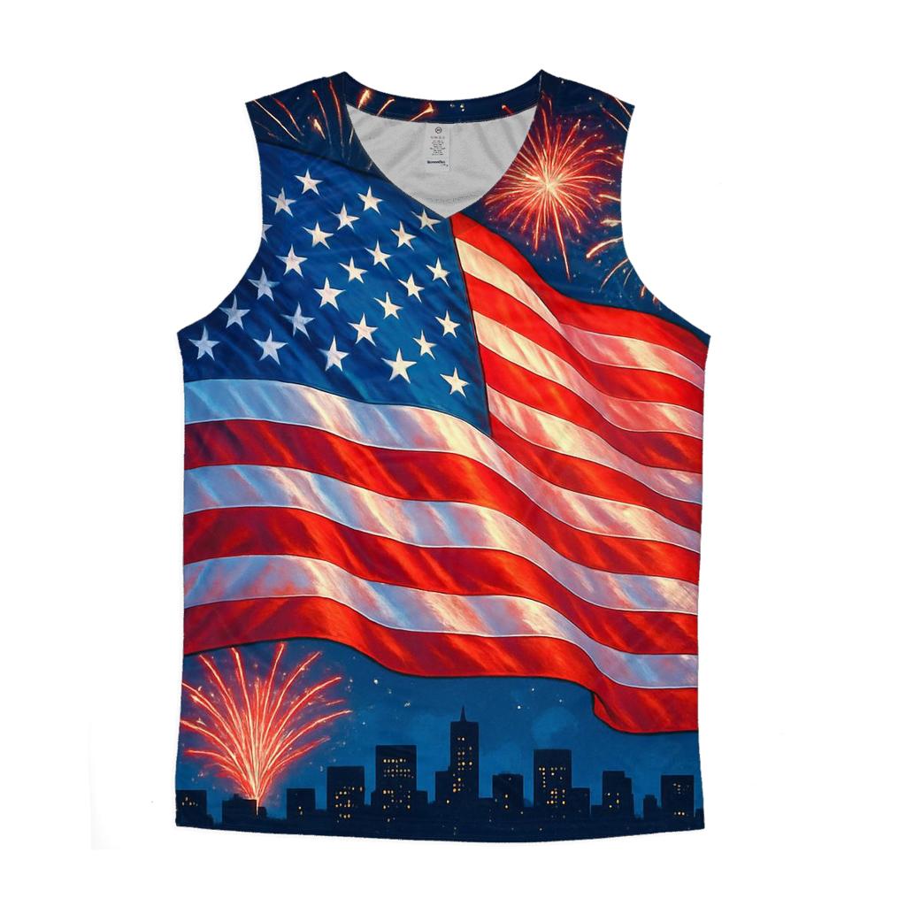 Firework Skyline Flagburst sports performance tank tops