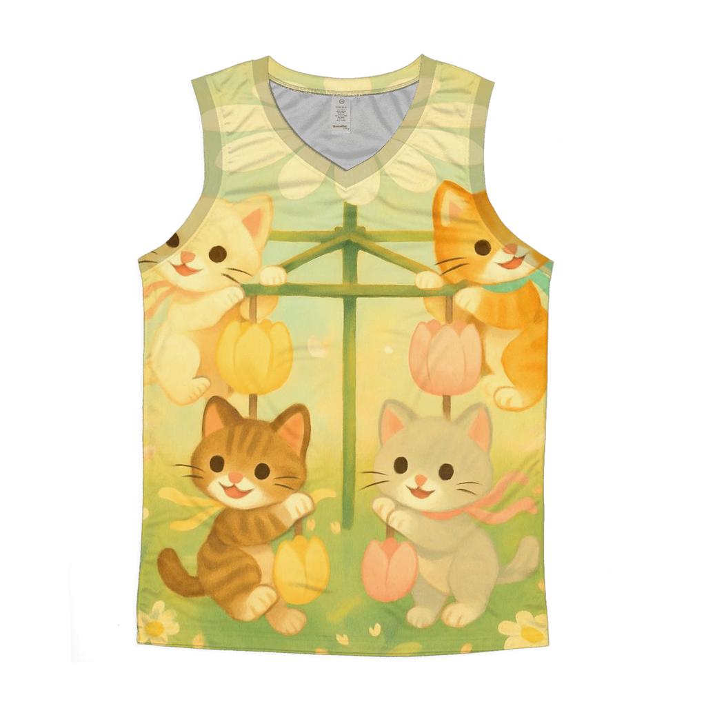 Meadow Carousel Blossom Cats casual summer tank tops