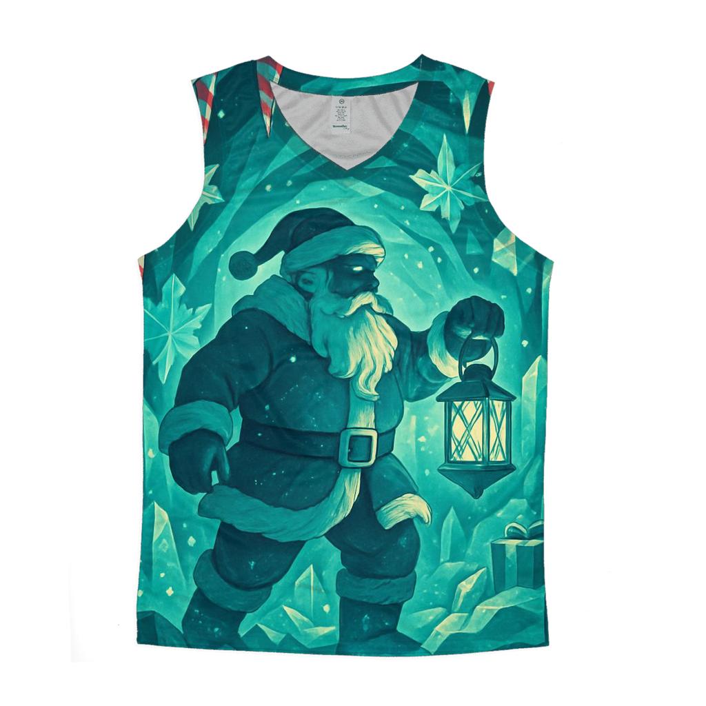 Santa In Crystal Cave Of Peppermint Ice custom tank tops