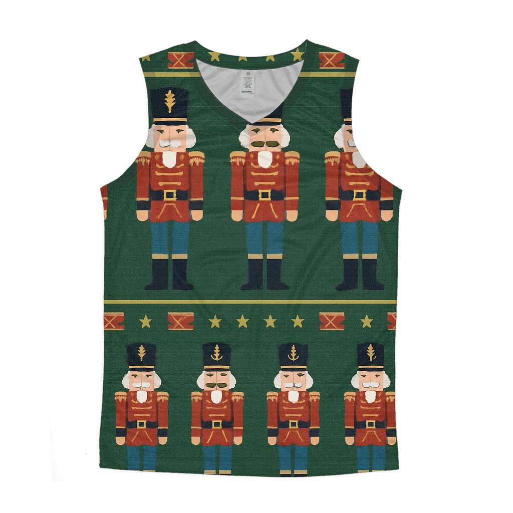 Nutcracker Soldier Border Stripe On Green Background sports performance tank tops