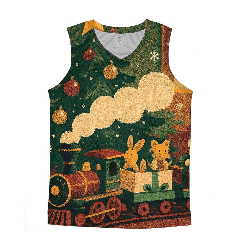 Vintage Holiday Poster Toy Train Carousel custom tank tops