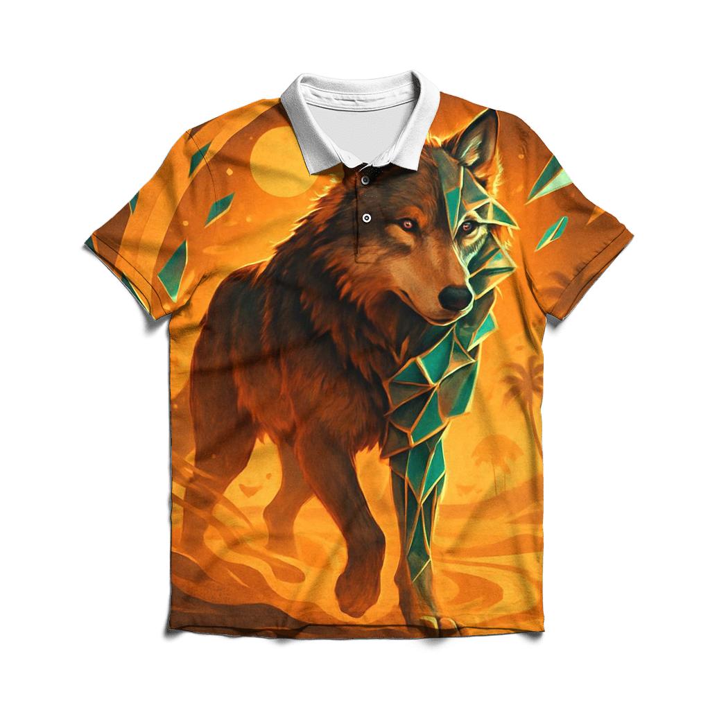 Desert Glass Mirage Wolf premium cotton polo shirts